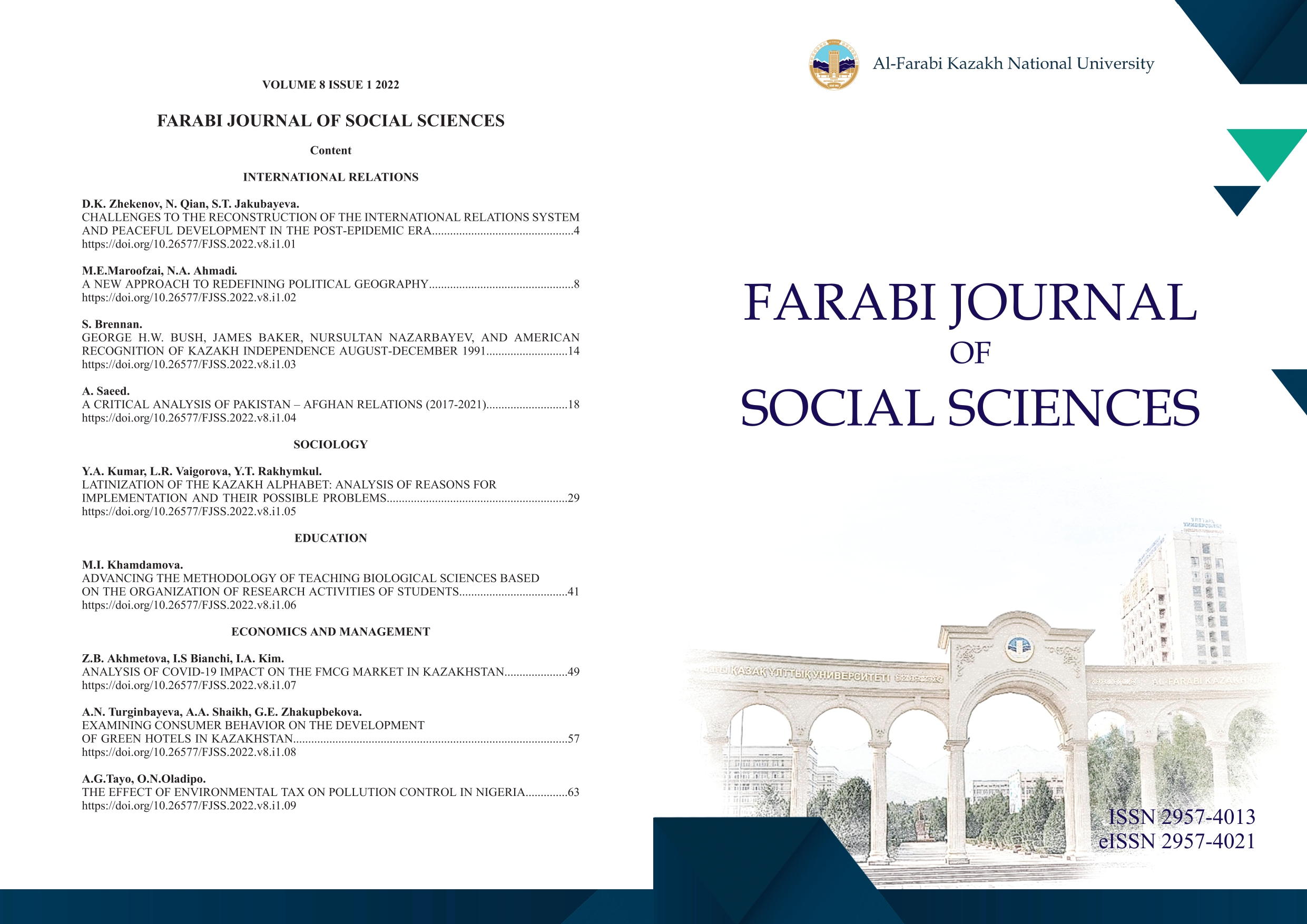 					View Vol. 8 No. 1 (2022): Farabi Journal of Social Sciences
				