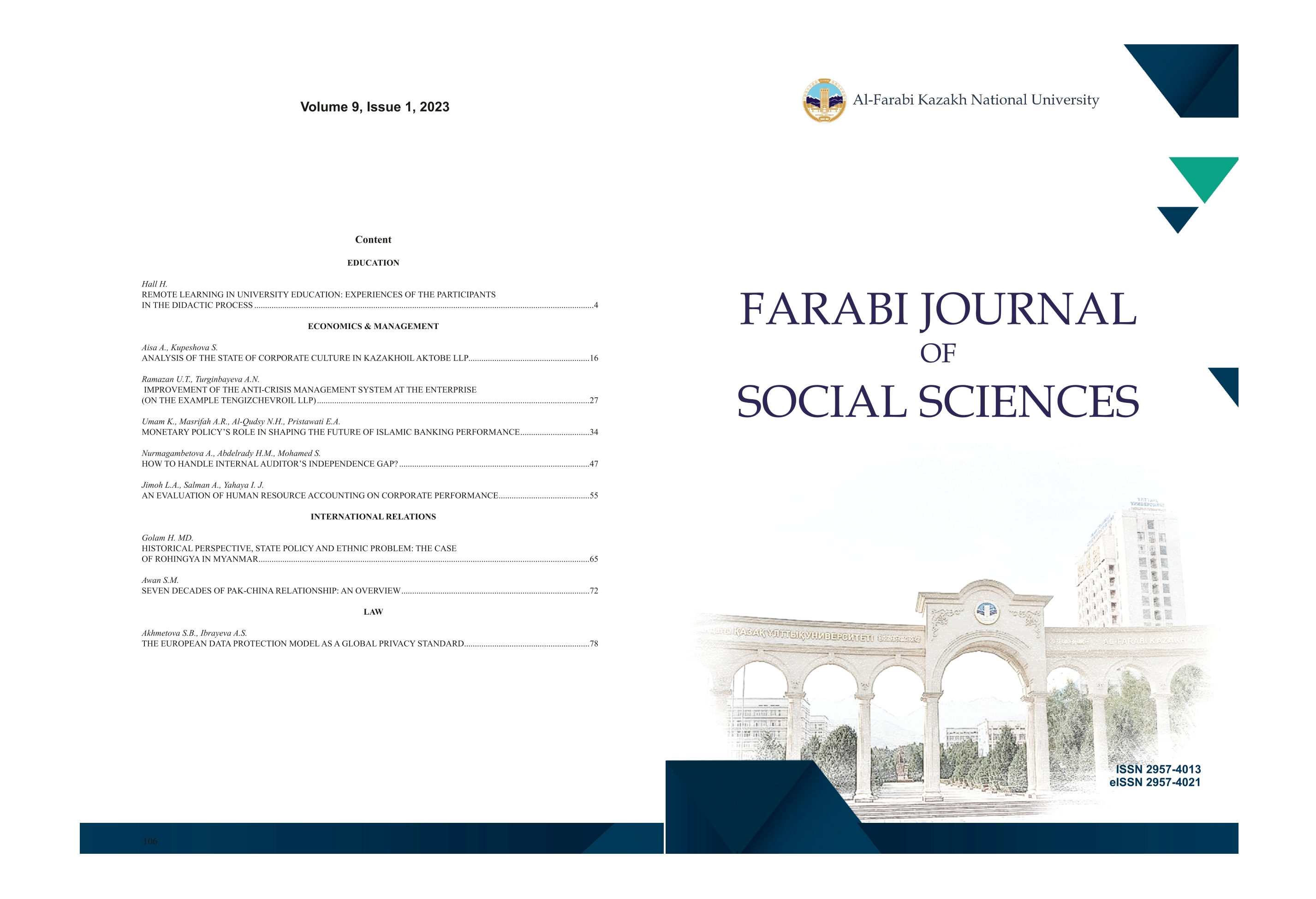					View Vol. 9 No. 1 (2023): Farabi Journal of Social Sciences
				
